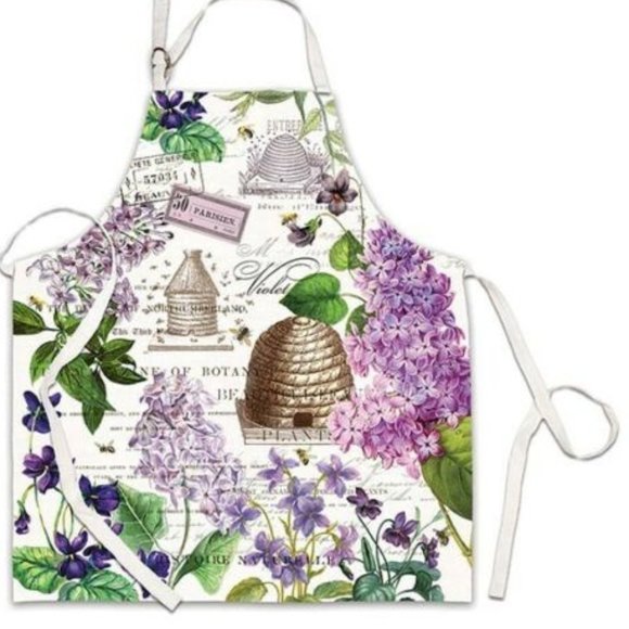 Michel Design Works Cotton Apron Lilac & Violets - Picture 1 of 2